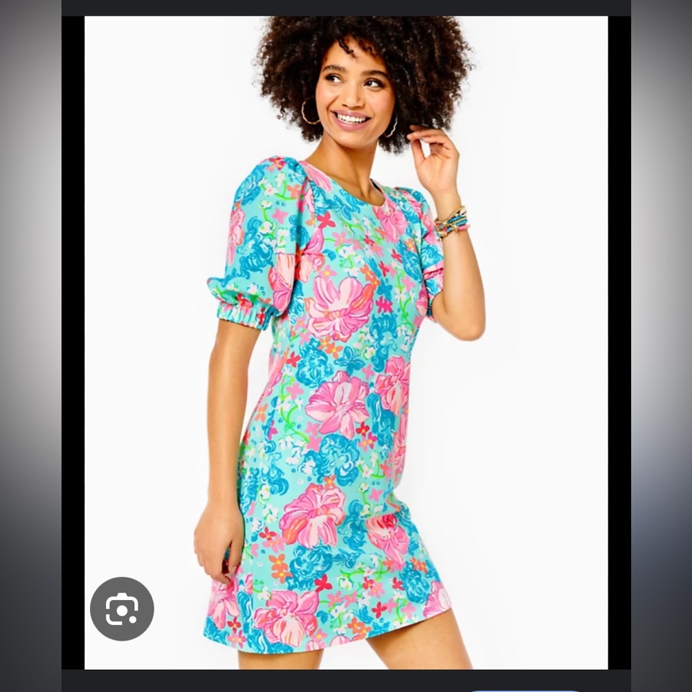 NWT Lilly Pulitzer Cayce Short Sleeve Dress in Surf Blue Luscious
Lions, Size Xs
